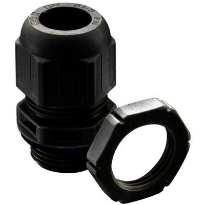 WISKA Black M20 IP68 10 Glands+10nut Pack 20mm TRS Compression Glands