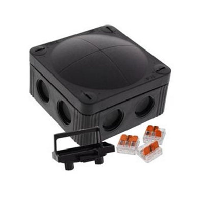 Wiska COMBI 308 PVC Adaptable Box with Wagos Black IP66