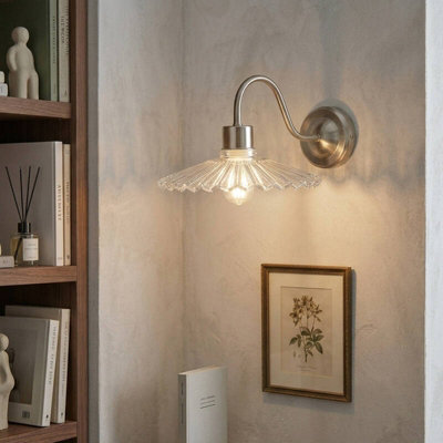 Wisteria Cambridge Wall Light - Clear Satin Nickel