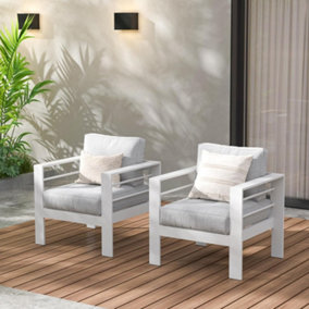 Wisteria Lane 2 Pieces Patio Furniture Aluminum Armchairs - White