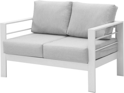 Wisteria Lane 2 Seat Loveseat Sofa Patio Furniture Aluminum - White