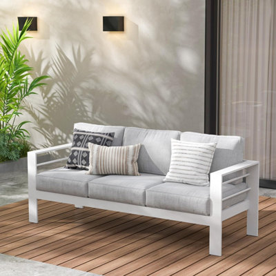 Wisteria Lane 3 Seat Sofa Patio Furniture Aluminum - White