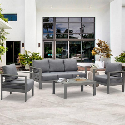 Wisteria Lane 4 Piece Lounge Set Aluminium Furniture - Anthracite Grey