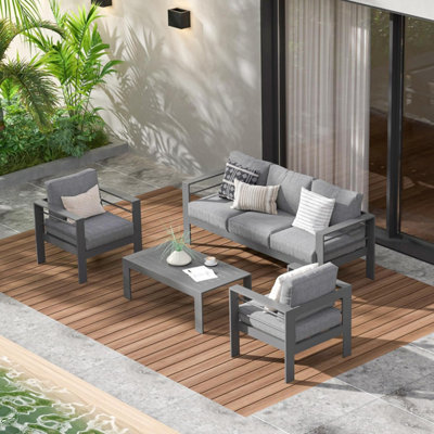 Wisteria Lane 4 Piece Lounge Set Aluminium Furniture - Anthracite Grey