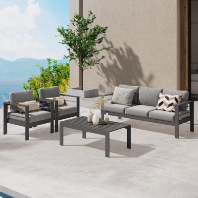 Wisteria Lane 4 Piece Lounge Set Aluminium Furniture - Anthracite Grey - 6