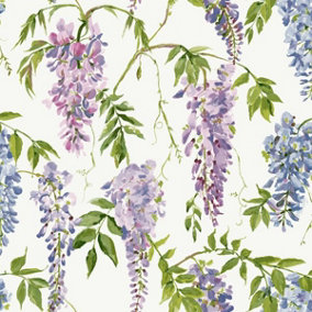 Wisteria Wallpaper Lilac and White World of Wallpaper WOW117