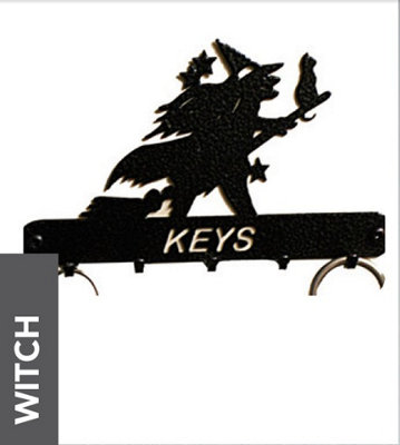 Witch Key Holder - Rack - Solid Steel - W15 x H9 cm - Powder Coated Black