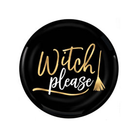 Witch Please Plastic Coupe Disposable Plates (Pack of 4) Black/Gold/White (One Size)