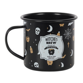 Witches Brew Enamel Mug Black/White/Brown (One Size)