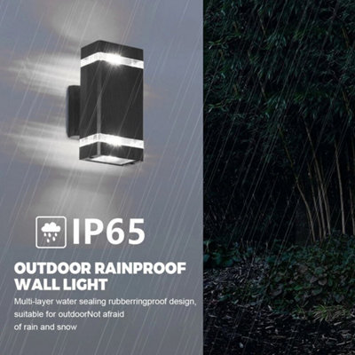 With Bulb Cool White 1 Layer Modern Black Outdoor Wall Light GU10 Up ...