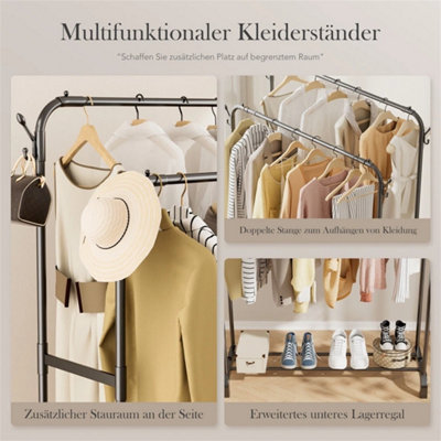 Without Wheels-Heavy Duty Double Clothes Rail Hanging Rack
