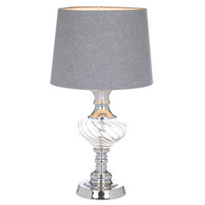 Witney Chrome and Glass Table Lamp, Charcoal