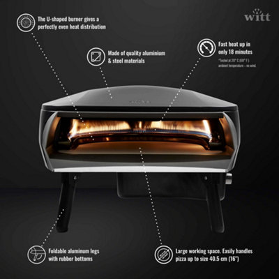 Witt Outdoor Gas Rotating Pizza Oven Rotante Black