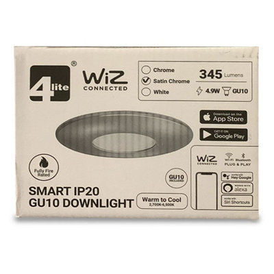 WiZ WiFi & BT SMART LED SATIN CHROME IP20 with Tuneable White GU10 Lamp