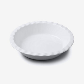 WM Bartleet Porcelain Large Round Pie Dish with Crinkle Crust Rim, 27cm