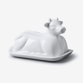 WM Bartleet & Sons Porcelain Cow Design Butter Dish