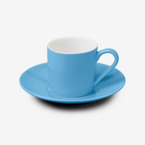 WM Bartleet & Sons Porcelain Espresso Cup & Saucer, Blue