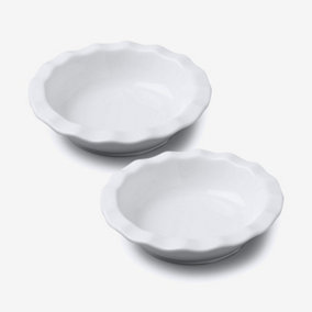 WM Bartleet & Sons Porcelain Individual Round Pie Dish with Crinkle Crust Rim, Set of 2