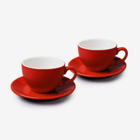 WM Bartleet & Sons Porcelain Large Cup & Saucer, Set of 2 Red
