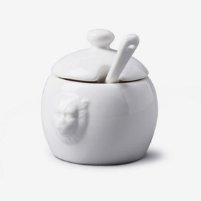 WM Bartleet & Sons Porcelain Mustard Storage Pot with Serving Spoon
