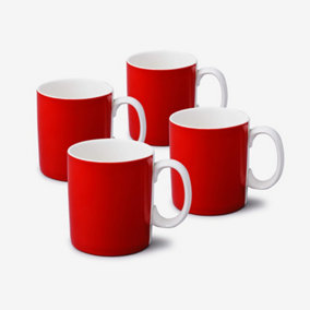WM Bartleet & Sons Porcelain Original Large 1 Pint Mug, Set of 4 Red