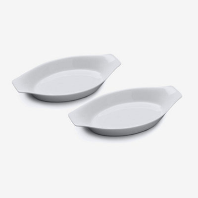 WM Bartleet & Sons Porcelain Oval Gratin Dish 21cm, Set of 2