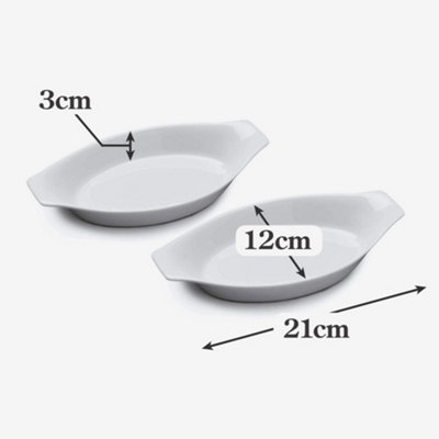 WM Bartleet & Sons Porcelain Oval Gratin Dish 21cm, Set of 2