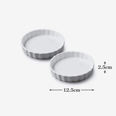 WM Bartleet & Sons Porcelain Round Flan Dish 11cm, Set of 2