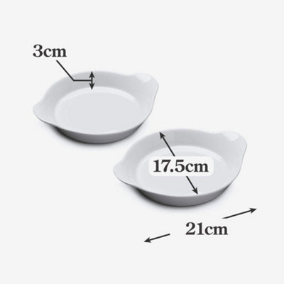 WM Bartleet & Sons Porcelain Round Gratin Dish 21cm, Set of 2