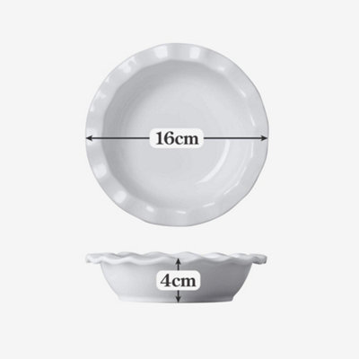 WM Bartleet & Sons Porcelain Round Pie Dish with Crinkle Crust Rim, 16cm