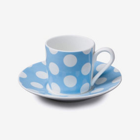 WM Bartleet & Sons Porcelain Spotty Espresso Cup & Saucer, Blue