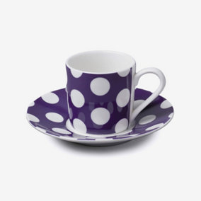WM Bartleet & Sons Porcelain Spotty Espresso Cup & Saucer, Purple