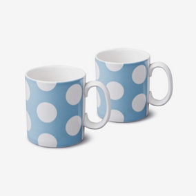WM Bartleet & Sons Porcelain Spotty Large 1 Pint Mug, Set of 2 Blue