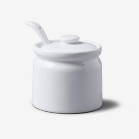 WM Bartleet & Sons Porcelain Sugar, Jam and Mustard Pot with Serving Spoon