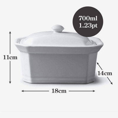 WM Bartleet & Sons Porcelain Terrine Butter Dish with Lid, 18cm