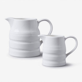 WM Bartleet & Sons Porcelain Traditional Churn Jugs Set of 2, White