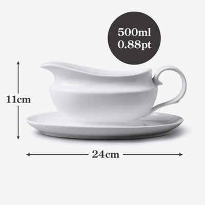 WM Bartleet & Sons Porcelain Traditional Gravy Boat with Saucer, 500ml