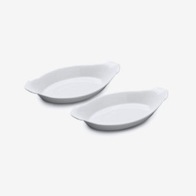 WM Bartleet & Sons Porcelain Traditional Oval Gratin Dish, Set of 2