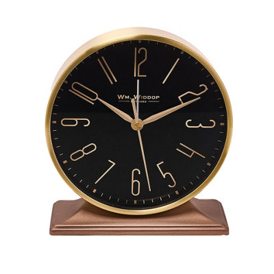 Wm.Widdop Black & Gold Mantel Alarm Clock