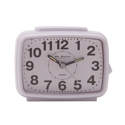 Wm.Widdop Oblong Alarm Clock Sweep Movement & Snooze - White