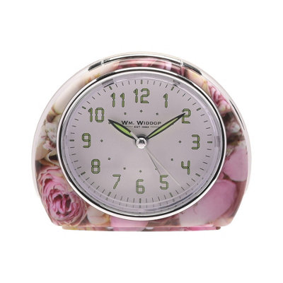 Wm.Widdop Quartz Alarm Clock - Pink Rose Design L/S/C