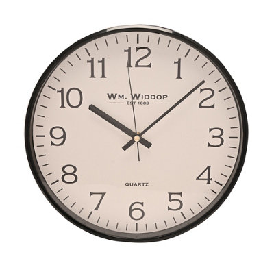 Wm Widdop Slim Line Black Cased Wall Clock 30cm