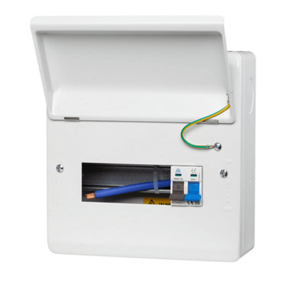 WME08/MS100 8 Way Metal Consumer Unit with 100A Main Switch - 6 Usable Ways