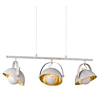 Wofi Mona Grey/Gold Triple Pendant A Striking Range With A Stone Grey And Gold Finish A Stone "Dome" Gently Diffuses The Light