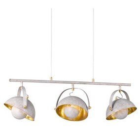 Wofi Mona Grey/Gold Triple Pendant A Striking Range With A Stone Grey And Gold Finish A Stone "Dome" Gently Diffuses The Light