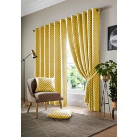 Wold Ring Top Curtains 117cm x 137cm Ochre