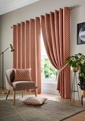 Wold Ring Top Curtains 117cm x 183cm Orange