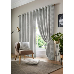 Wold Ring Top Curtains 117cm x 229cm Silver