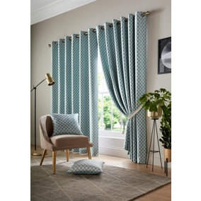 Wold Ring Top Curtains 117cm x 229cm Teal