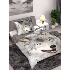 Wolf Single 100% Cotton Duvet Cover and Pillowcase Set - European Size